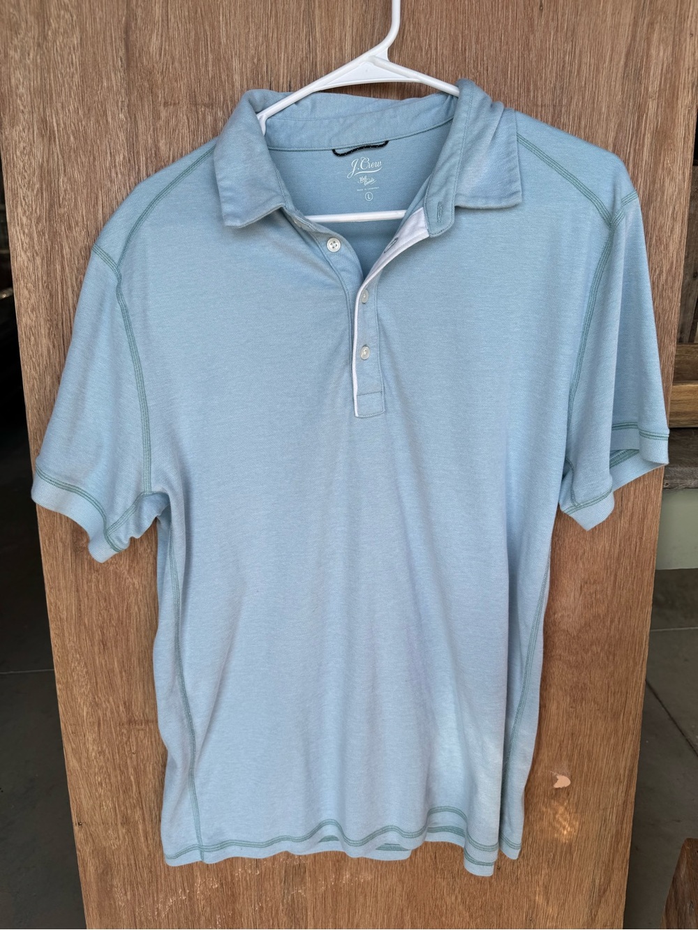 J. Crew Light Blue Men’s Polo with Contrast Stitching